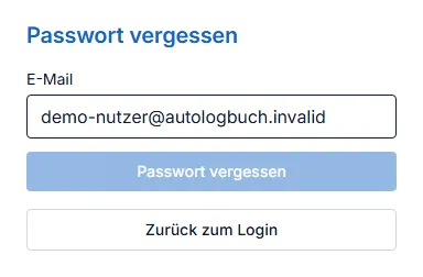 Passwort-vergessen-Seite nach dem Absenden