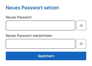 Formular zum Setzen eines neuen Passworts mit Wiederholungsfeld